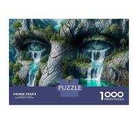 Mystical Human Face Forest Waterfall 1000 Piece Jigsaw Puzzle Paper Puzzle for Adults Relaxing Focus Family Home Decor Gift 52x38cm/1000pcs