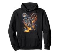 Mystical Ibex Howling Full Moon Mountain Art Pullover Hoodie