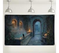 Mystical Indoor Wall Backdrop, Vintage Gothic Style Room Decor, Enchanted Garden Photography Background for Events, Halloween and Autumn Celebrations 71x43 Inch