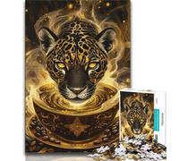 Mystical Jaguar Spirit 1000 Piece Jigsaw Puzzles for Teenagers Gifts,Stress Reliever Difficult Challenge Enhance Love between Couples 38x26cm