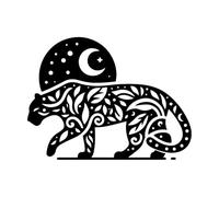 Mystical Leopard Silhouette with Celestial Wall Decals 34x45.5cm Do not Damage The Wall Surface S-Black