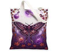Mystical Luna Moth And Potion Autumn Halloween Canvas Tote Bag 13x15 Inch