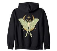 Mystical Luna Moth Crescent Moon Celestial Zip Hoodie