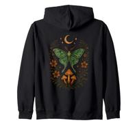 Mystical Luna Moth Moon Mushroom Celestial Nature Zip Hoodie