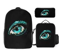 Mystical Magical Eye Blue Print_pixian_ai 3 Pieces Set Laptop Backpack Travel Daypack with Lunch Box Pencil Case for Men Women