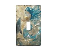 Mystical Mermaid Light Switch Cover Plates/Outlet Covers, Aqua Blue Ocean Theme for Home Decor, Thermoplastic Wall Plates, Standard Size Single Toggle