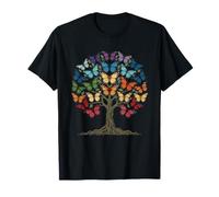 Mystical Monarch Tree Colorful Butterfly Wings Graphic T-Shirt