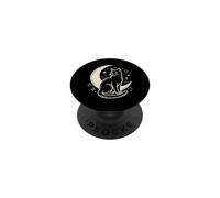 Mystical Moon Cat Dreamer Starlight Monoline Art Design PopSockets Adhesive PopGrip