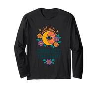 Mystical Moon & Flowers Boho Look with All-Seeing Eye Long Sleeve T-Shirt