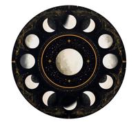 Mystical Moon in Art Space Astrology Background Round Mouse Pad, Mousepad with Non-Slip Rubber Base, Computer Gaming Pads for Wireless Mouse, Easy Gliding