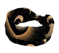 Mystical Moon in Space Astrology Aesthetic Pattern Stretchy Headbands for Women, Non-Slip Hair Bands Fashion Sports Turban for Yoga Workout Daily Use