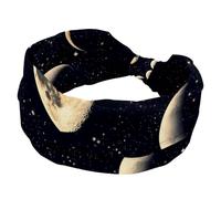 Mystical Moon in Space Astrology Pattern Wide Headbands for Women, Yoga Workout Head Bands Wide Elastic Hair Bands for Washing Face Makeup