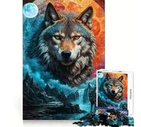 Mystical Moon Lone Wolf 1000 Piece Jigsaw Puzzles for Adults Teenagers Brain Play Peaceful Fun Sharp Edge Memorable Gift (38x26cm)
