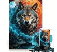 Mystical Moon Lone Wolf 1000 Pieces Jigsaw Puzzles for Adults Clear Logic Toy Relaxing Fun Perfect Cut Elegant Gift (50x75cm)