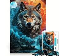 Mystical Moon Lone Wolf Jigsaw Puzzles for Adults 1000 Piece Reason Skill Toy Anxiety Relief Exact Cut Elegant Gift (38x52cm)