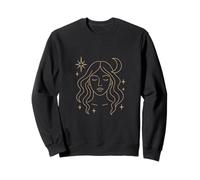 Mystical Moon Woman Line Art with Celestial Stars Sweatshirt