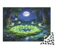 Mystical Moonlit Forest 1000 Piece Jigsaw Puzzle Paper for Adults Fantasy Magic Scene Puzzle Game for Family Relaxation Home Gift 38x26cm/1000pcs