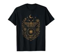 Mystical Moth Crystal Ball Moon Celestial Art T-Shirt