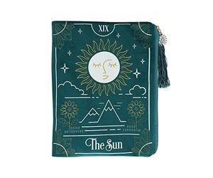 Mystical Multicolor Sun Tarot Card Zippered Bag - 19.5cm x 15cm (1 Pc.) - Velvet Pouch with Elegant Tassel and Charm - Compact Size for Tarot Decks, Crystals & Treasures