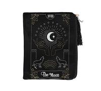 Mystical Multicolor "The Moon" Tarot Card Zippered Bag - 20cm x 15cm (1 Pc.) - Velvet Pouch with Elegant Tassel and Charm - Compact Size for Tarot Decks, Crystals &Treasures