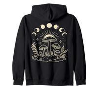 Mystical Mushroom Moon Phases Celestial Cottagecore Goblin Zip Hoodie