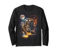 Mystical Musk Ox Howling Full Moon Arctic Art Long Sleeve T-Shirt