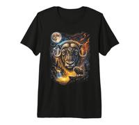 Mystical Musk Ox Howling Full Moon Arctic Art Premium T-Shirt