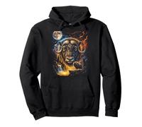 Mystical Musk Ox Howling Full Moon Arctic Art Pullover Hoodie