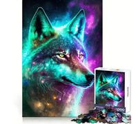Mystical Nebula Wolf Puzzles for Teenagers 1000 Piece Strengthen Memory Tension Relief Smooth Edge Xmas Surprise (38x52cm)