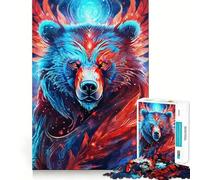 Mystical Neon Bear 1000 Piece Jigsaw Puzzles for Teenagers Memory Gain Stress Free Design Assembly Heartfelt Gift (38x52cm)