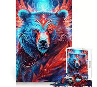 Mystical Neon Bear 1000 Pieces Jigsaw Puzzles for Teenagers Improve Recall Quiet Hobby Exact Edge Birthday Gift (38x26cm)