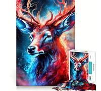 Mystical Neon Deer Jigsaw Puzzle for Teenagers 1000 Pieces Memory Gain Calm Relax Design Assembly Classic Gift (38x26cm)