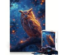 Mystical Neon Owl 1000 Piece Jigsaw Puzzles for Adults Jigsaw Brain Skill Warm Time Exact Edge (38x26cm)