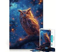 Mystical Neon Owl 1000 Piece Jigsaw Puzzles for Adults Jigsaw Brain Skill Warm Time Exact Edge (38x26cm)