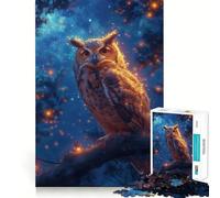 Mystical Neon Owl 1000 Piece Jigsaw Puzzles for Adults Jigsaw Brain Skill Warm Time Exact Edge (38x52cm)