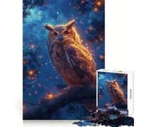 Mystical Neon Owl 1000 Piece Jigsaw Puzzles for Adults Jigsaw Brain Skill Warm Time Exact Edge (38x52cm)