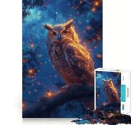 Mystical Neon Owl 1000 Piece Jigsaw Puzzles for Adults Teenagers Mind Puzzle Stress Free Art Assembly Thoughtful Gift (50x75cm)