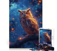 Mystical Neon Owl 1000 Piece Jigsaw Puzzles for Adults Teenagers Mind Puzzle Stress Free Art Assembly Thoughtful Gift (50x75cm)