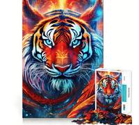 Mystical Neon Wolf 1000 Pieces Jigsaw Puzzles for Teenagers Intellect Toy Bonding Time Quality Cut Memorable Gift (38x52cm)