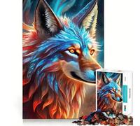 Mystical Neon Wolf 1000 Pieces Jigsaw Puzzles for Teenagers Intellect Toy Bonding Time Quality Cut Memorable Gift (38x26cm)