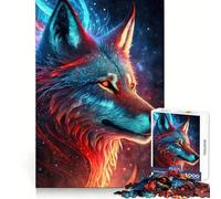 Mystical Neon Wolf Jigsaw for Teenagers 1000 Pieces Memory Boost Relaxing Fun Pattern Assembly (38x52cm)