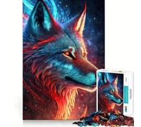 Mystical Neon Wolf Jigsaw for Teenagers 1000 Pieces Memory Boost Relaxing Fun Pattern Assembly (38x52cm)