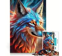 Mystical Neon Wolf Jigsaw Puzzles for Adults 1000 Pieces Strong Logic Toy Calming Play Clear Edge Artistic Gift (38x52cm)