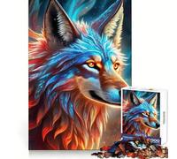 Mystical Neon Wolf Jigsaw Puzzles for Adults 1000 Pieces Strong Logic Toy Calming Play Clear Edge Artistic Gift (38x52cm)