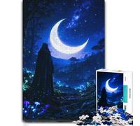 Mystical Night︰ Moonlit Forest Wooden Puzzle Gift, Adults, 1000 Pieces | Adult Jigsaw Puzzle - structured assembly from border to image details on weekends.