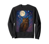 Mystical Night Owl Full Moon Starry Cosmic Sky Sweatshirt