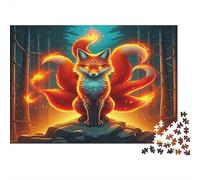 Mystical Nine Tailed Fox 1000 Piece Jigsaw Puzzle Paper for Adults Enchanted Forest Night Scene Puzzle Game for Family Focus Stress Relief Home Decor Gift 70x50cm/1000pcs