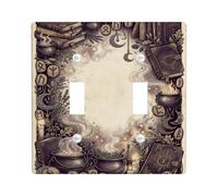 Mystical Occult Spellbook Decor Vintage Double Light Switch Cover Plate