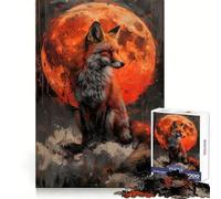 Mystical Orange Wolf Jigsaw Puzzle for Teenagers 1000 Pieces Memory Gain Calm Relax Design Assembly Classic Gift (50x75cm)