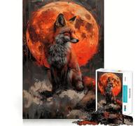Mystical Orange Wolf Jigsaw Puzzle for Teenagers 1000 Pieces Memory Gain Calm Relax Design Assembly Classic Gift (50x75cm)